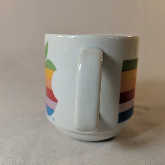 RARE Vintage Apple Macintosh Rainbow Mug Mac Ceramic Computer 80s Lisa Era Logo - Picture 6 of 10